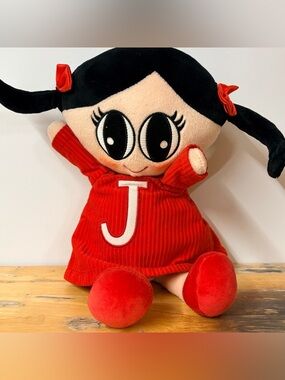 Juno Baby Doll Plush Stuffed Doll Toy 2009 14” HTF Doll Red Dress Large Eyes